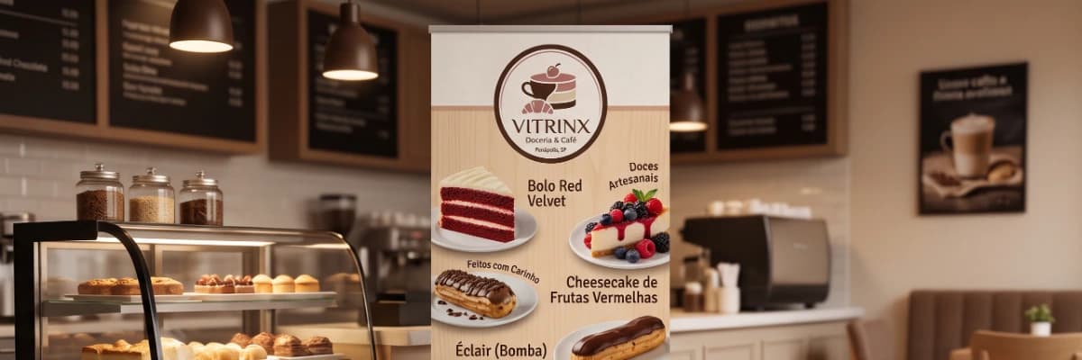 Banner Doceria e Café Demonstração Vitrinx